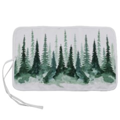 Tree Watercolor Painting Pine Forest Green  Nature Pen Storage Case (l) by Wegoenart