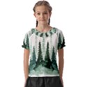 Tree Watercolor Painting Pine Forest Green  Nature Kids  Frill Chiffon Blouse View1