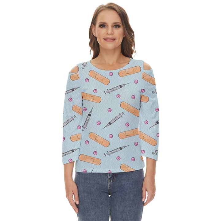 Medicine Items Cut Out Wide Sleeve Top