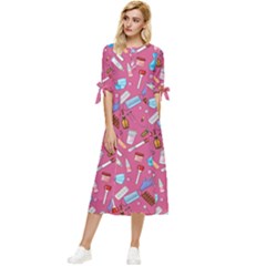 Medical Devices Bow Sleeve Chiffon Midi Dress by SychEva