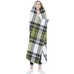 Olive Green Black Plaid Wearable Blanket (adult)