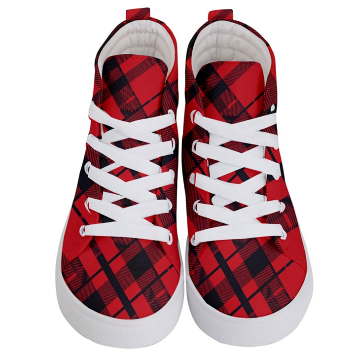 Red Plaid Kids  Hi-Top Skate Sneakers