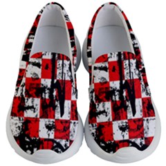 Red Checker Graffiti Kids Lightweight Slip Ons by GothicPunkNZ