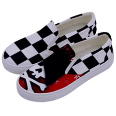 Emo Skull Checkers Kids  Canvas Slip Ons by GothicPunkNZ