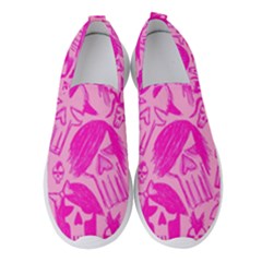 Pink Skull Sketches Women s Slip On Sneakers