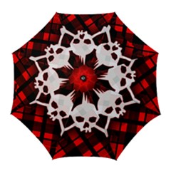 Punk Plaid Skull Golf Umbrellas by GothicPunkNZ