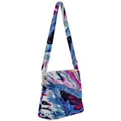 Feathers Zipper Messenger Bag by kaleidomarblingart