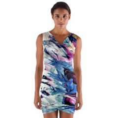 Feathers Wrap Front Bodycon Dress by kaleidomarblingart