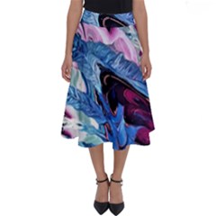 Feathers Perfect Length Midi Skirt by kaleidomarblingart