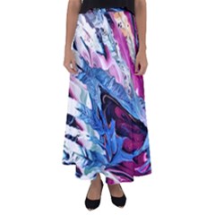 Feathers Flared Maxi Skirt by kaleidomarblingart