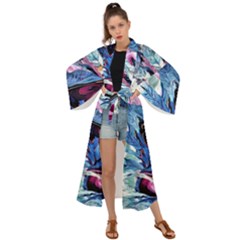 Feathers Maxi Kimono by kaleidomarblingart