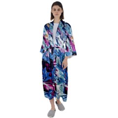 Feathers Maxi Satin Kimono by kaleidomarblingart