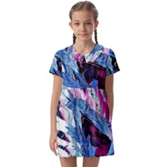 Feathers Kids  Asymmetric Collar Dress by kaleidomarblingart