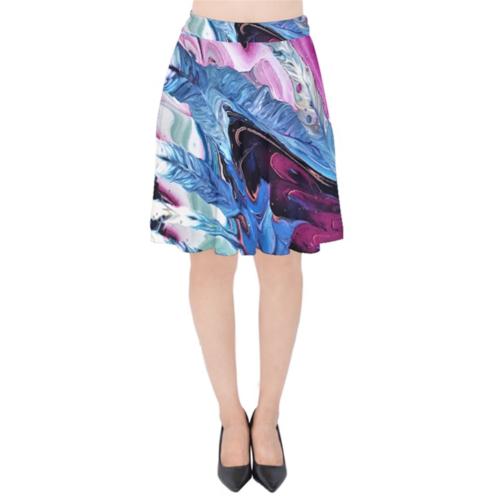 Feathers Velvet High Waist Skirt