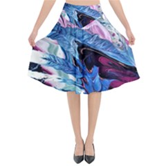 Feathers Flared Midi Skirt by kaleidomarblingart