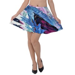 Feathers Velvet Skater Skirt by kaleidomarblingart