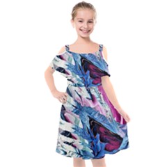 Feathers Kids  Cut Out Shoulders Chiffon Dress by kaleidomarblingart