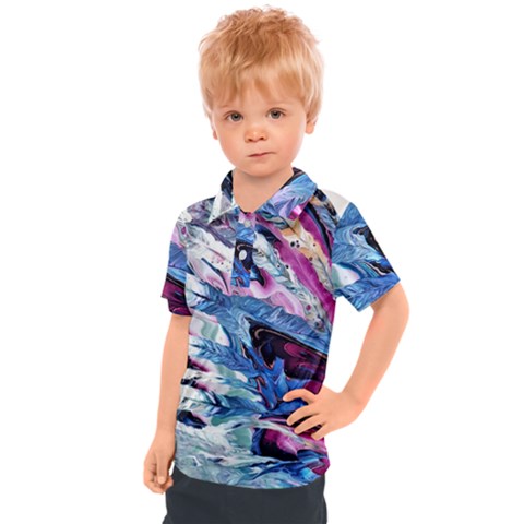 Feathers Kids  Polo Tee by kaleidomarblingart