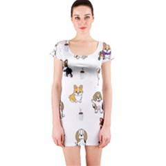 Hot Chocolate Puppies Hot Cocoa Short Sleeve Bodycon Dress by Wegoenart