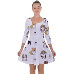 Hot Chocolate Puppies Hot Cocoa Quarter Sleeve Skater Dress by Wegoenart