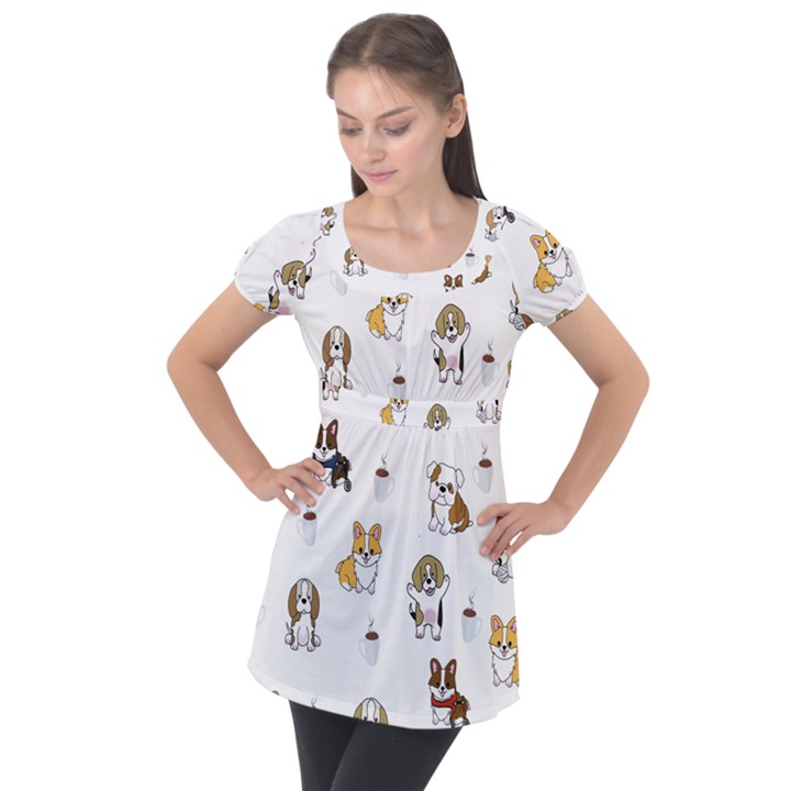 Hot Chocolate Puppies Hot Cocoa Puff Sleeve Tunic Top