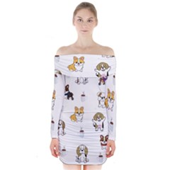 Hot Chocolate Puppies Hot Cocoa Long Sleeve Off Shoulder Dress by Wegoenart