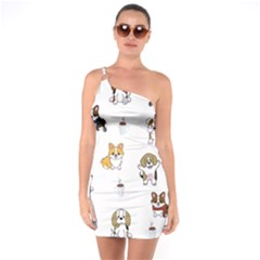 Hot Chocolate Puppies Hot Cocoa One Soulder Bodycon Dress by Wegoenart