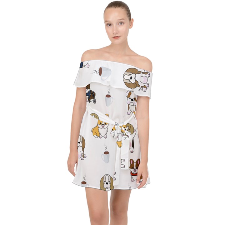 Hot Chocolate Puppies Hot Cocoa Off Shoulder Chiffon Dress