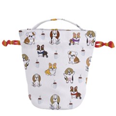 Hot Chocolate Puppies Hot Cocoa Drawstring Bucket Bag by Wegoenart