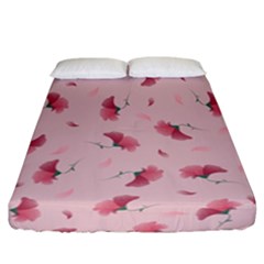 Flowers Pattern Pink Background Fitted Sheet (california King Size) by Wegoenart