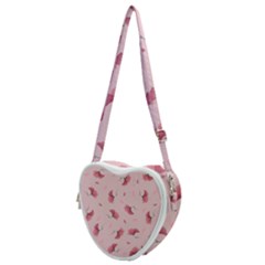 Flowers Pattern Pink Background Heart Shoulder Bag by Wegoenart