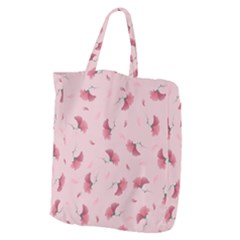 Flowers Pattern Pink Background Giant Grocery Tote by Wegoenart