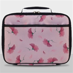 Flowers Pattern Pink Background Full Print Lunch Bag by Wegoenart