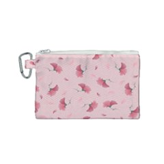 Flowers Pattern Pink Background Canvas Cosmetic Bag (small) by Wegoenart