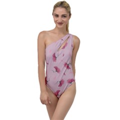 Flowers Pattern Pink Background To One Side Swimsuit by Wegoenart