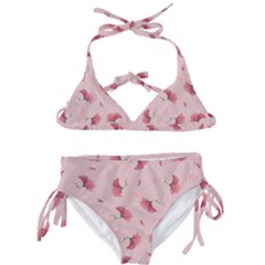 Flowers Pattern Pink Background Kids  Classic Bikini Set