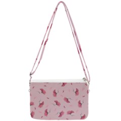 Flowers Pattern Pink Background Double Gusset Crossbody Bag by Wegoenart