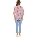 Flowers Pattern Pink Background Women s Quarter Sleeve Pocket Shirt View4