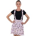 Puppies Dog Pattern Drawing Velvet Suspender Skater Skirt View1