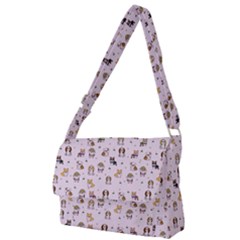 Puppies Dog Pattern Drawing Full Print Messenger Bag (l) by Wegoenart