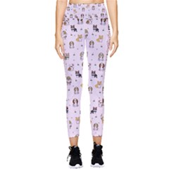 Puppies Dog Pattern Drawing Pocket Leggings  by Wegoenart