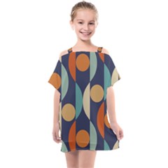 Mid Century Vintage Retro Geometric Kids  One Piece Chiffon Dress by Wegoenart