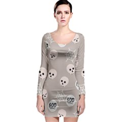 Halloween Decoration Drawing Design Long Sleeve Bodycon Dress by Wegoenart