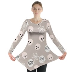 Halloween Decoration Drawing Design Long Sleeve Tunic  by Wegoenart