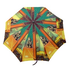 Illustration Robot Cute Sweet Futuristic Folding Umbrellas by Wegoenart