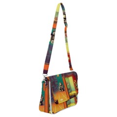 Illustration Robot Cute Sweet Futuristic Shoulder Bag With Back Zipper