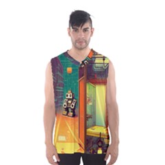 Illustration Robot Cute Sweet Futuristic Men s Basketball Tank Top by Wegoenart