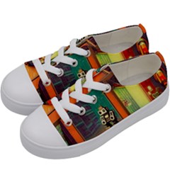 Illustration Robot Cute Sweet Futuristic Kids  Low Top Canvas Sneakers by Wegoenart