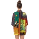 Illustration Robot Cute Sweet Futuristic Half Sleeve Chiffon Kimono View2