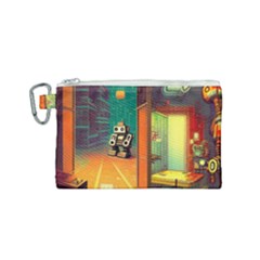 Illustration Robot Cute Sweet Futuristic Canvas Cosmetic Bag (small) by Wegoenart